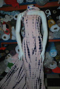 Tie-Dye type Print Jersey Knit Rayon Spandex Fabric by the yard Blush/navy