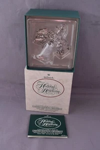 Hallmark Ornament Holiday Heirloom #2 1988 Silver Plate Angels Crystal Bell Used - Picture 1 of 4