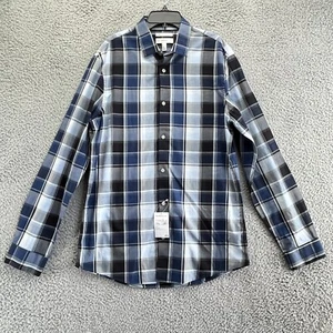 Calibrate Button Down Mens Medium Blue Plaid Collared Long Sleeve New $69.50 - Picture 1 of 9