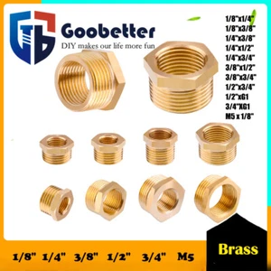 BRASS BSP REDUCING HEXAGON BUSH MALE TO FEMALE ADAPTOR VARIOUS SIZES 1/8"- 3/4"  - Picture 1 of 17