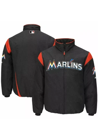 Majestic Miami Marlins On-Field Therma Base Thermal Full-Zip Jacket/Black XL Cover
