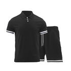 Summer Suit Short-Sleeved Shirt+Shorts 2 Piece Set Mens Gym Sportswear Tracksuit