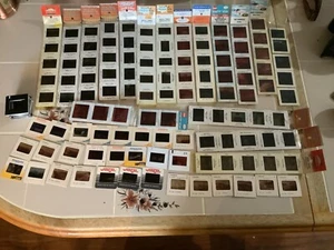 VINTAGE COLOR SLIDES LOT OF 142 INCLUDING EMPTY SLIDES - Picture 1 of 3