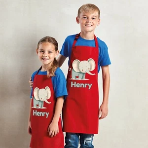 Personalised Any Name Elephant Waterproof Kids Apron. Craft Bake Cook. Boy Girl - Picture 1 of 12