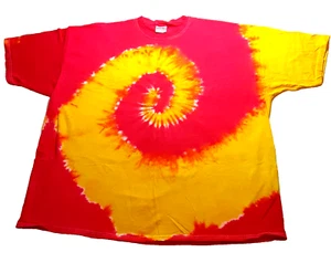 Tie Dyed Herren 3XL Unisex Spiral Heavy Cotton T-Shirt Kurzarm Rosa Gelb - Bild 1 von 9