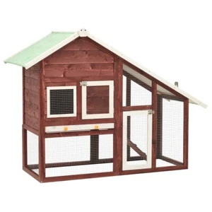 Kaninchenstall Mokka und Weiß 140x63x120 cm Tanne Massivholz - Bild 1 von 11