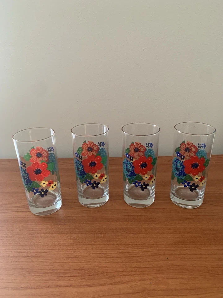 Juego de 4 vasos de beber Pioneer Woman Dalias deslumbrantes Foto 1 de 3