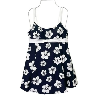 Vestido de banho Disney tamanho pequeno resort polinésio preto e branco com saia - Imagem 1 de 4