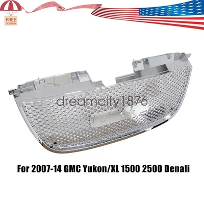 Conjunto de rejilla de parachoques delantero cromado para GMC Yukon/XL 1500 2500 Denali 2007-2014 Foto 1 de 4