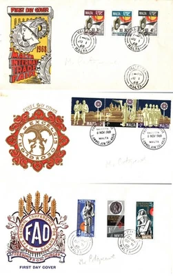 Malta 1968 -1969 FDC  Christmas International Trade Fair Freedom from Hunger - Image 1 of 4
