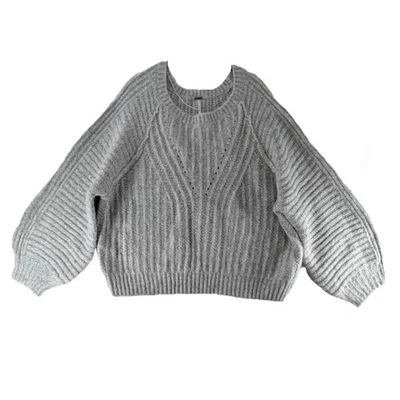 Suéter Free People Feminino Tamanho XL Cinza Chunky Macio Pulôver Crop Slouchy NOVO COM ETIQUETAS - Imagem 1 de 4