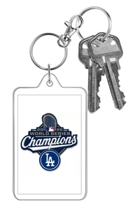 LA Dodgers 2025 World Series Champions Trophy MLB Baseball White Photo Keychain - Picture 1 of 6