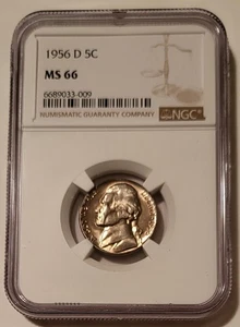 1956 D Jefferson Nickel MS66 NGC Toning - Picture 1 of 4