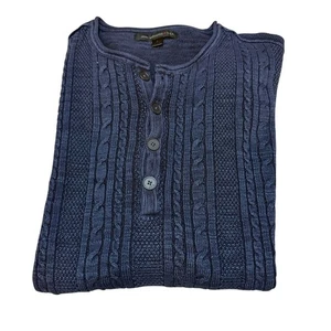 John Varvatos Blue Textured Knit Henley Sweater - Size Small - Picture 1 of 6