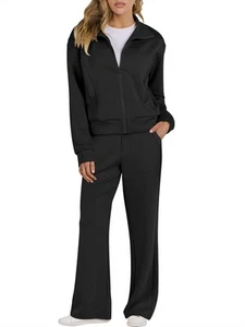 Lounge Sets for Women 2 Piece Outfits Sweatsuit Fall Zip Up Sweatshirts Wide ... - Picture 1 of 6