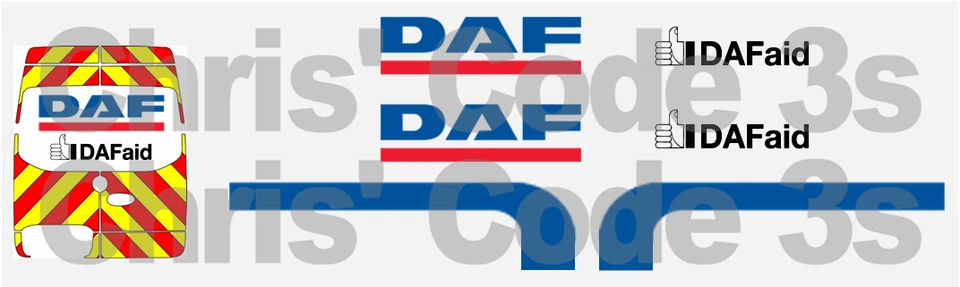 Code 3 Adhesive Vinyl Decals suit 1/43 1/50 - DAF Aid - Mercedes Sprinter - Image 1 of 1