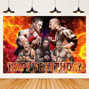 WWE Happy Birthday Backdrop Banner Photo Background Party Decoration 5x3ft - Picture 1 of 7