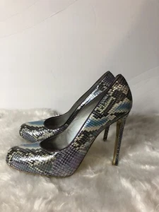 Stella Mccartney Womens Size 40 Blue Snakeskin Stiletto Heels - Picture 1 of 9