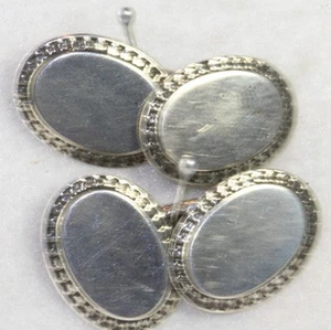 VICTORIAN EDWARDIAN ANTIQUE STERLING SILVER F & B CUFFLINKS - Picture 1 of 3
