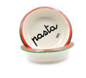 Baldelli Italia 7 1/4" Individual Round Pasta Bowl Red Green White Italian (2) - Picture 1 of 4