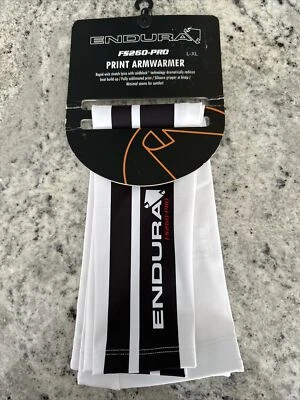 New Endura FS260-Pro Print Arm Warmers L/XL White Black Cycling Bike Coldblack - Image 1 of 2