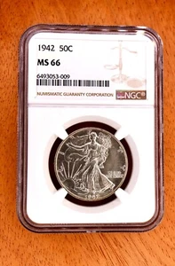 1942 Walking Liberty Half Dollar NGC MS-66 Superb GEM #1BE - Picture 1 of 4