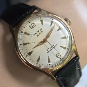 Vintage BENRUS #7155 men's automatic watch ETA 2375 25Jewels swiss 1950s - Picture 1 of 15