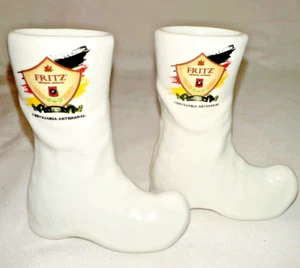 2 Vintage Fritz Beer Miniature Porcelain White Boot Promotional Items - Picture 1 of 10