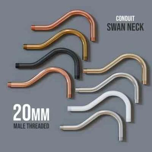 Wall Metal Swan Neck 20mm Conduit Bend with Male Thread Modern - Picture 1 of 20