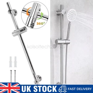 Shower Riser Rail Kit Adjustable Chrome Head Holder Bracket Bathroom Shower Rod - Picture 1 of 13