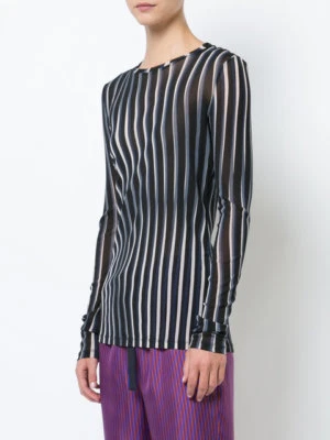 NUEVO Jersey ajustado a rayas transparentes Diane von Furstenberg en negro/multi - M #T666 Foto 1 de 4
