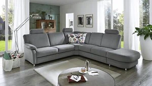 Ecksofa Wohnlandschaft Eckcouch Polsterecke Tavira Microfaser grau mit Federkern - Bild 1 von 13
