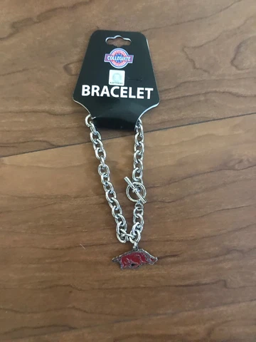 Womens Arkansas Razorback Silver Bracelet Collegiate Jewelry Cover