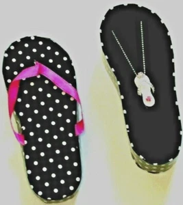 Teen Child's FLIP FLOP SHOE Pendant Necklace with Matching Gift Box NEW - Picture 1 of 4