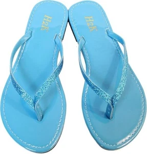 H2K Damen blau Glitzer flach Riemen Flip Flops Sandalen frech Größe 10 - Bild 1 von 4