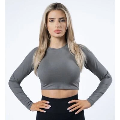Alphalete Women's Premium Long Sleeve Crop - Stone Grey, size XL - Image 1 of 4