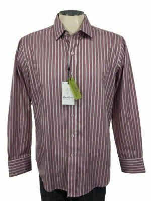 Новый с Ярлыками Robert Graham лужа док кнопка рубашка M бордовый полоски клуб мужской $198 - Изображение 1 из 4