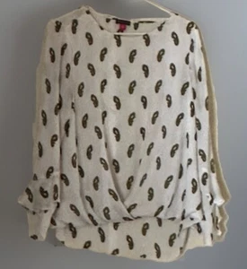 Vince Camuto Bluse Small weiß grün Paisley lange Flairärmel frisch & edel - Bild 1 von 13