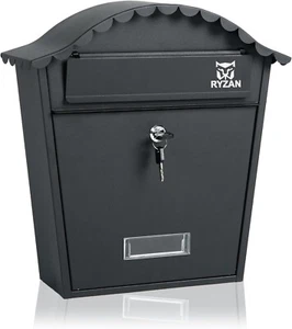 RYZAN Wall Mounted Waterproof Mailbox Steel Post Box Classic Design Parcel Box - Picture 1 of 7