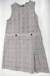 Girls R/K Gray Plaid Box Pleat Uniform Jumper Dress Reg. & 1/2 Sizes 7 - 16 - Picture 1 of 5