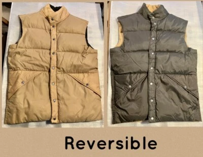 Chaleco de Colección Reversible Puffer Cierre a Presión MED 50% Aves Acuáticas Bolsillos Marrón Tostado Foto 1 de 4