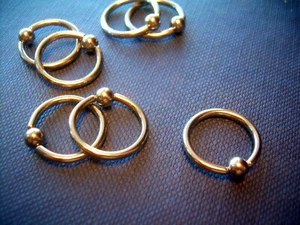 Captive Bead Ring 14g 1/2" 12mm with 3.5mm Ball Lip Nose Eyebrow Nipple Ear BB2 - Picture 1 of 2