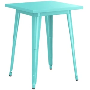24'' Square Seafoam Metal Indoor or Outdoor Restaurant Patio Table - Cafe Table - Picture 1 of 6