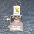 Beer Vintage Keychains Lot Of 3 - Bud Light Dry Budweiser - Spuds MacKenzie