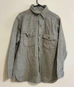 Gr. 16-16,5 Vintage 50er 60er Jahre L.L. Bean grau 100 % Wolle geknöpfte Hemdjacke Herren - Bild 1 von 7