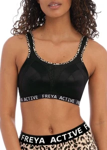 Freya Soft Cup Crop Top Sports Bra Dynamic Pure Leopard Black Size 32C - Picture 1 of 7