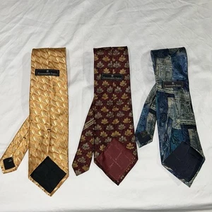 Ermenegildo Zegna Ties Men 100% Silk Designer Italy Elegant NeckTies Lot Of 3 - Picture 1 of 19