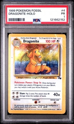 PSA 1 Dragonite Holo Fossil #4/62 1999 Pokemon WoTC PR International - Image 1 of 2