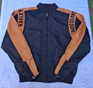 Harley Davidson Womens Orange / Black Nylon Riding Jacket Mens XS - Picture 1 of 24