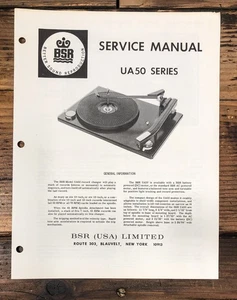 BSR UA 50 UA50 SERIES Record Player / Turntable Service Manual *Original* - Picture 1 of 1